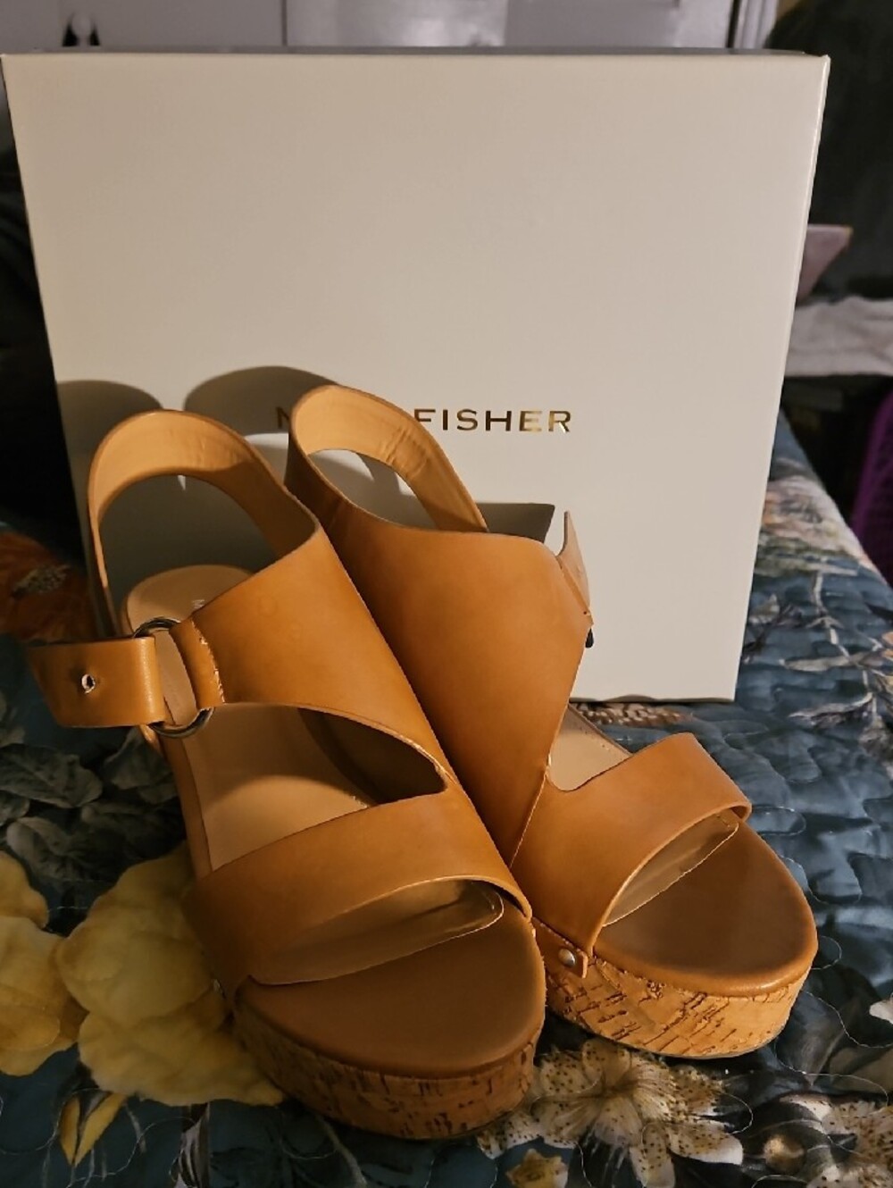 Marc Fisher Two-Tone Shoe Box in Cream and Gray
